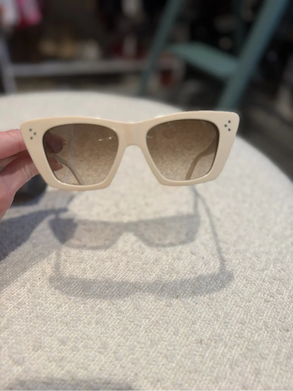 Celine Cream/Ivory Cat-Eye Sunglasses - CL401871 25f with Brown Gradient Lense